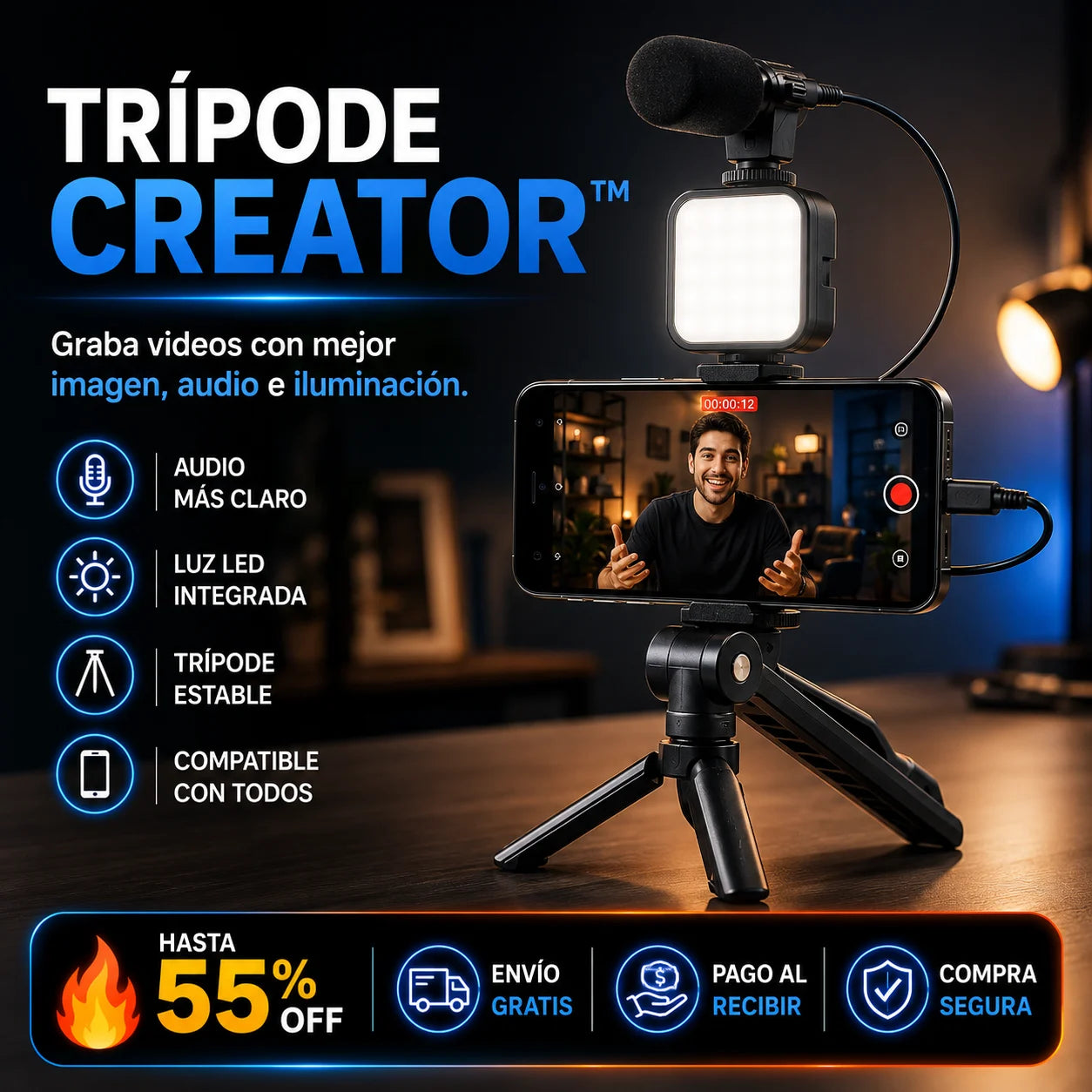Video Making kit™ - Graba videos con mejor imagen, audio e iluminación.