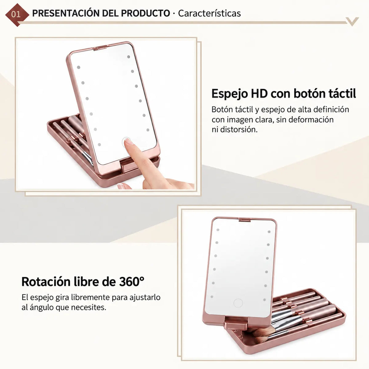 LumiBrush™ – Brochas, espejo y luz en un solo estuche portátil