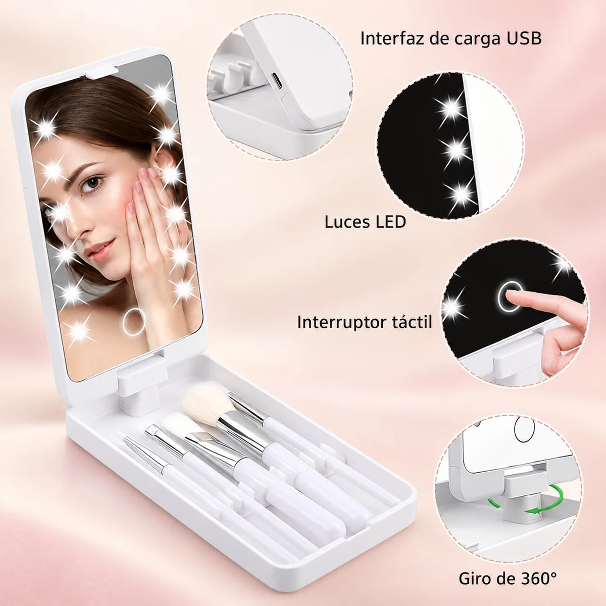 LumiBrush™ – Brochas, espejo y luz en un solo estuche portátil