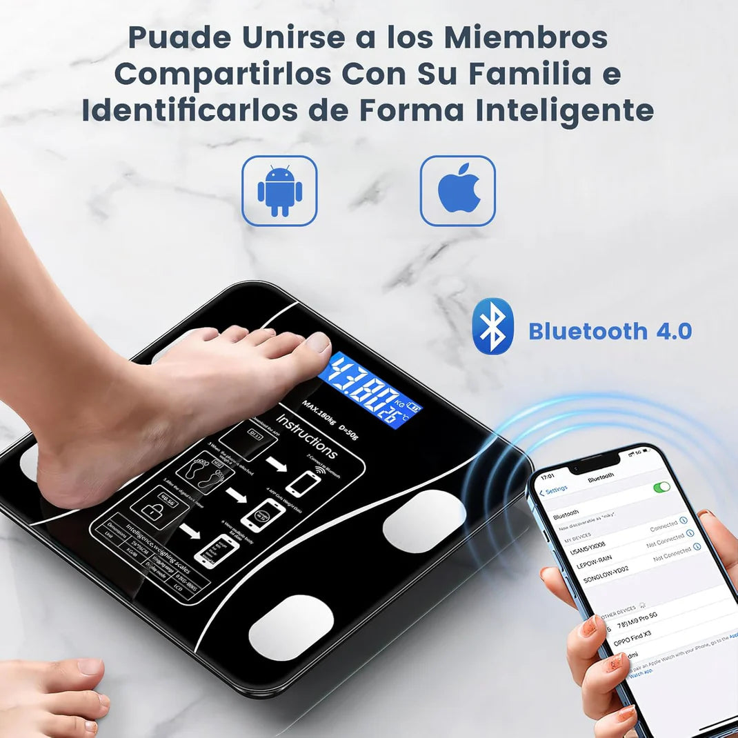 Báscula BioSmart™  - 13 mediciones inteligentes en segundos.