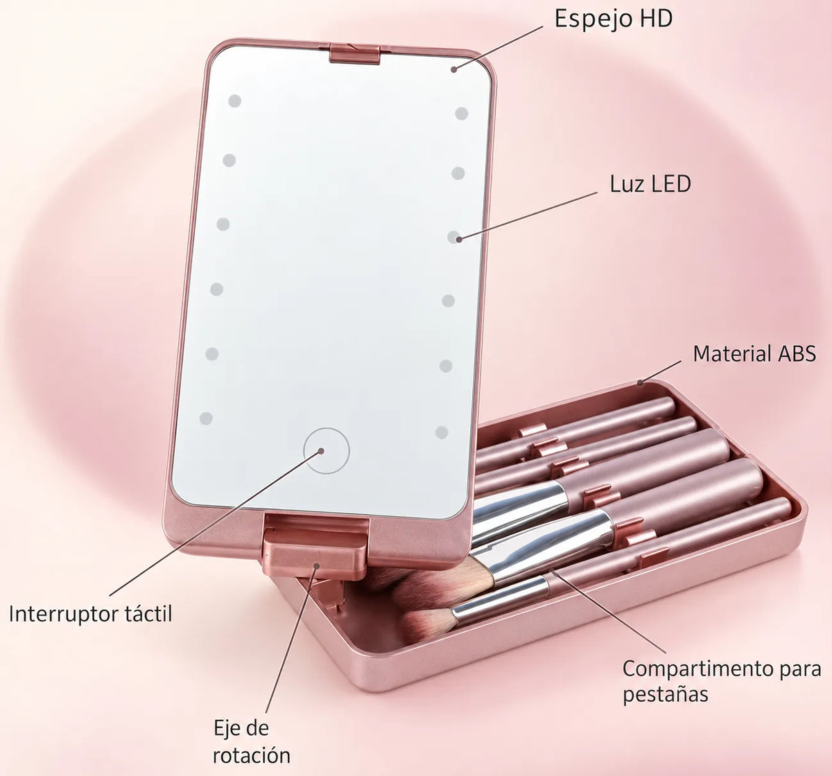 LumiBrush™ – Brochas, espejo y luz en un solo estuche portátil