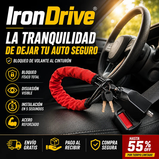 IronDrive -Tu auto 100% protegido de robos con el bloqueo de volante al cinturón