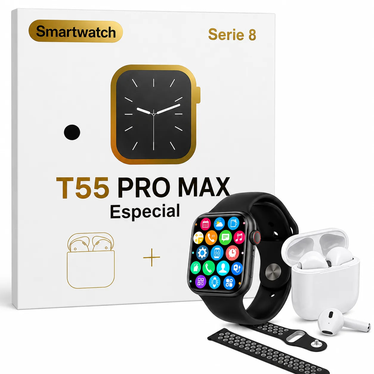 Smart Watch T55 Pro Max™ Mantente conectado, activo y disfruta tu música desde tu muñeca.
