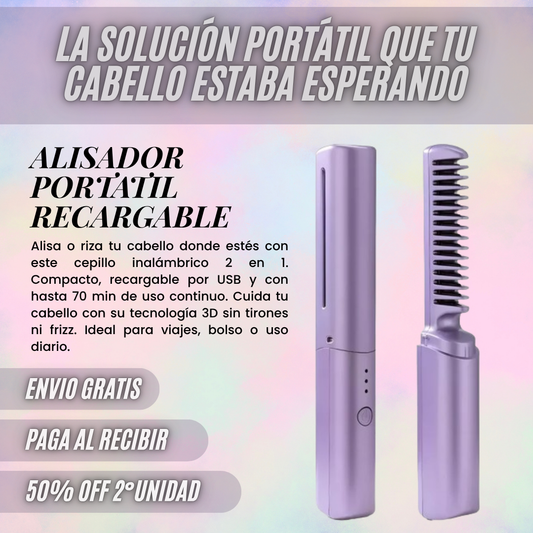PEINE ALISADOR PORTATIL RECARGABLE USB