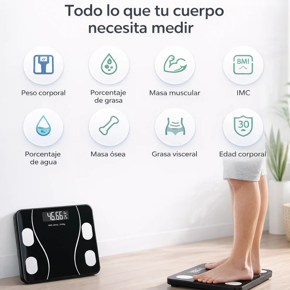 Báscula BioSmart™  - 13 mediciones inteligentes en segundos.