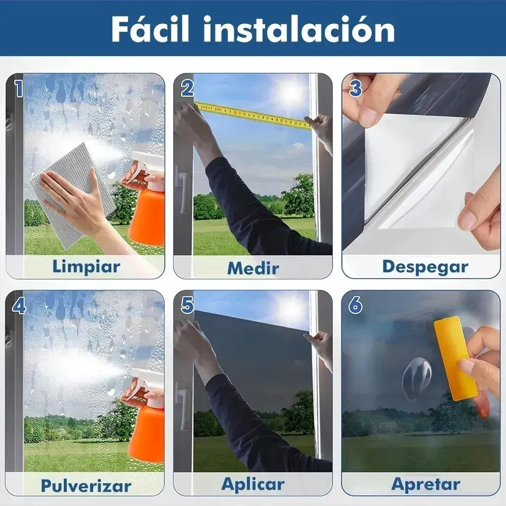 Lámina Espejada Térmica PrivacyShield™ - Ayuda a conservar mejor el calor dentro del hogar mientras entrega mayor privacidad durante el día.