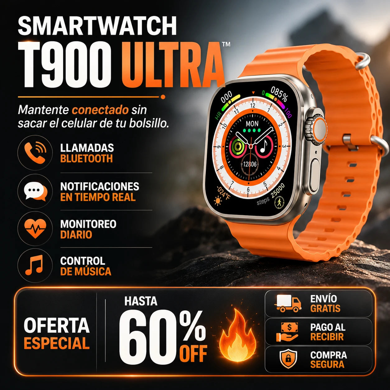 Smart Watch T900 Ultra™ - Mantente conectado sin sacar el celular de tu bolsillo.