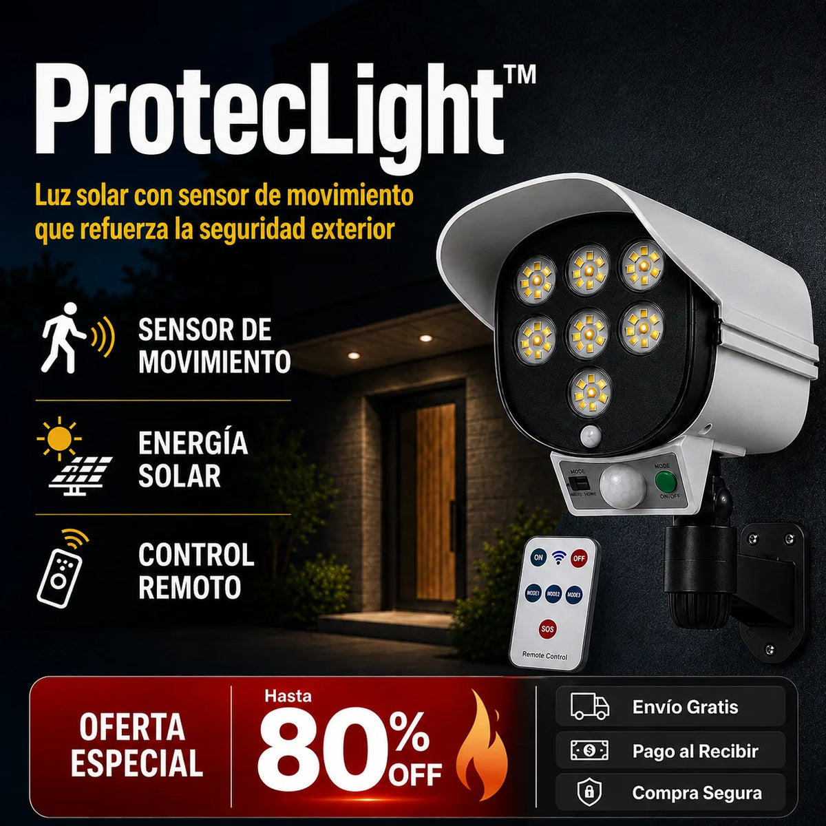 ProtecLight™ - Luz solar con sensor de movimiento que refuerza la seguridad exterior