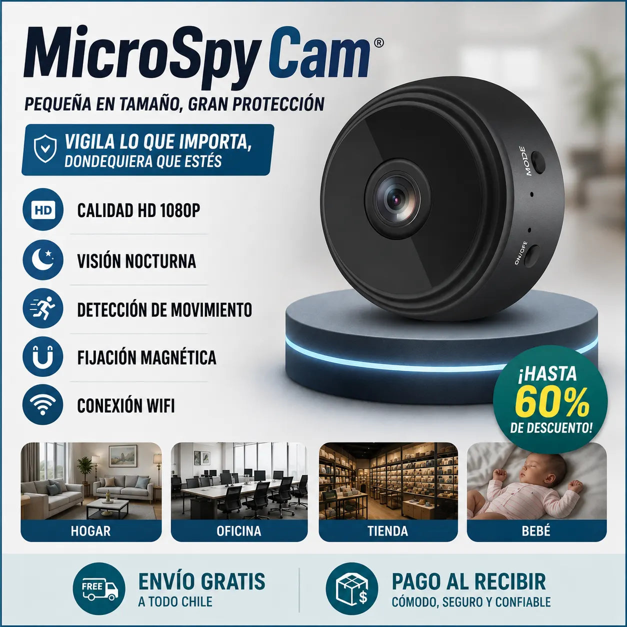 MicroSpy Cam® - Deja de preocuparte al salir de casa: ponla y vigila en vivo