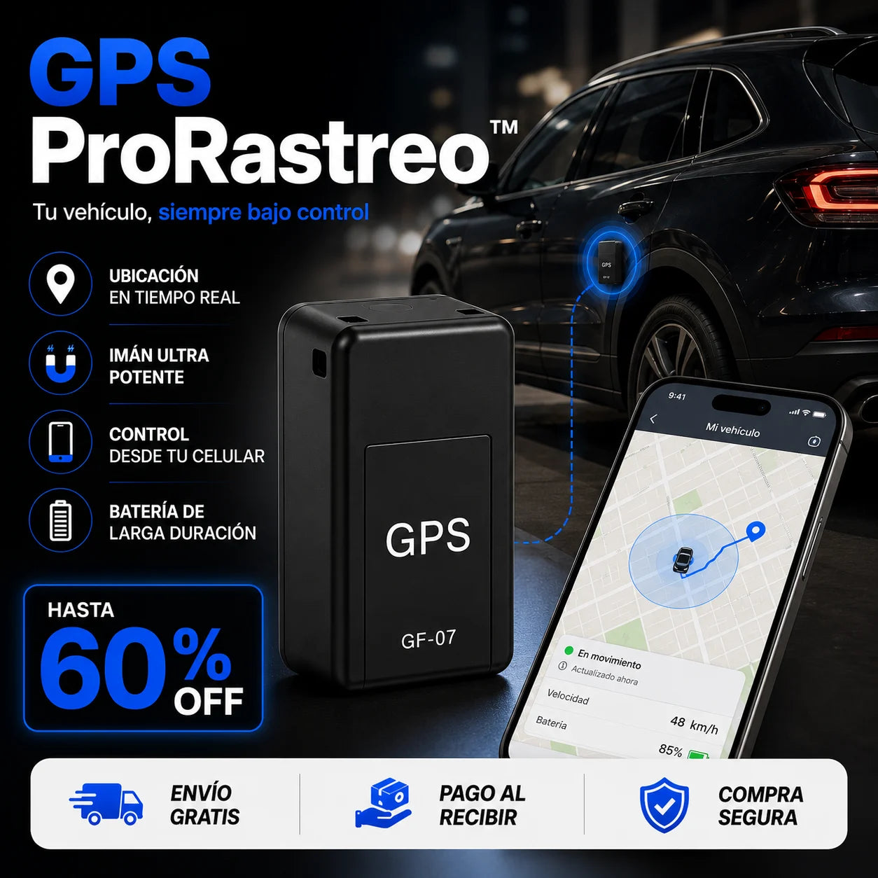 GPS ProRastreo - Localizador magnético e instantáneo para tu auto